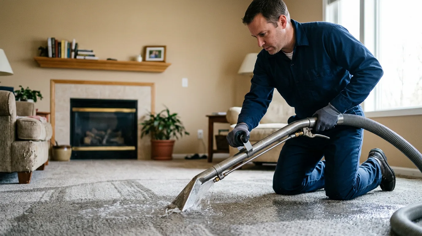 Water damage restoration technician working near Rose Hill, MS